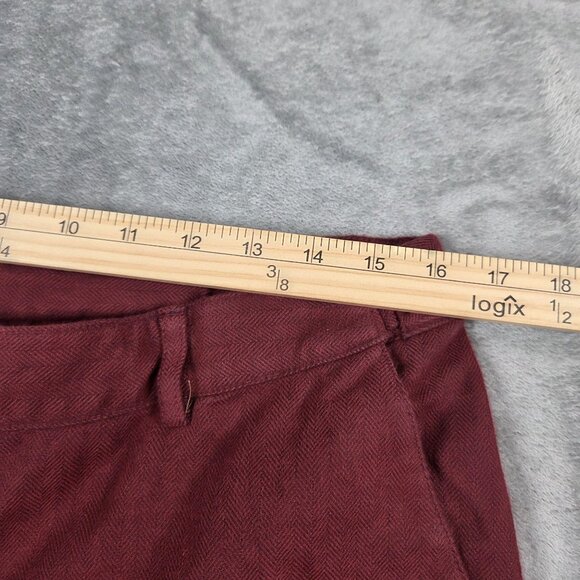 LL Bean Pants Womens 12 Red Herringbone Flannel Straight Leg Trousers - Picture 8 of 10